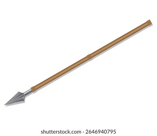 Vector illustration design of a sharp spear stick made of wood with a spearhead made of steel