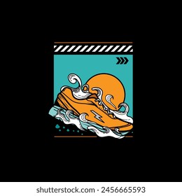vector illustration design of shoes with a dust effect suitable for stickers and printing