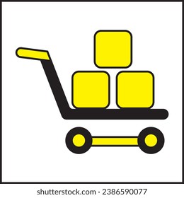 vector illustration design of a shopping trolley with three boxes and yellow color. suitable for logos, icons, posters, t-shirt designs, stickers, advertisements, companies, concepts, websites.