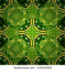 Vector illustration. Design for silk neck scarf, kerchief, hanky. Abstract tiles with patterns in gray, brown and blue colors. Square seamless pattern design for pillow, carpet, rug.