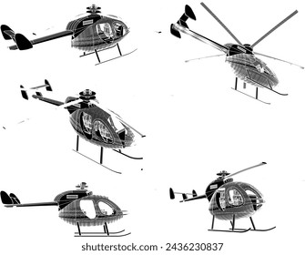 Vector illustration of a design sketch for mini heli public transportation for short distance travel 