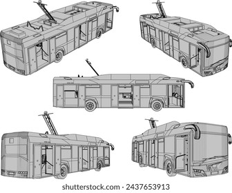 Vector illustration of a design sketch for public transportation, bus transportation in the city