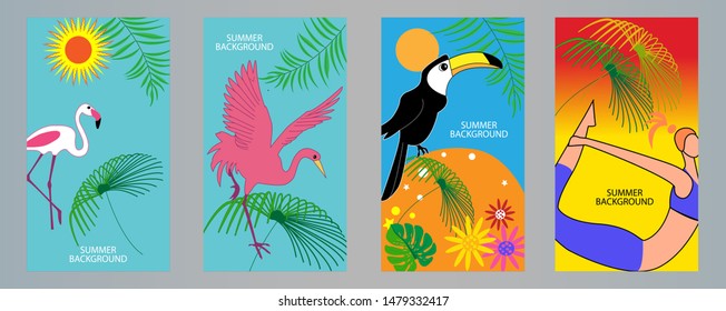 Vector Illustration design. Solar relaxation and nature. Design template of summer background.