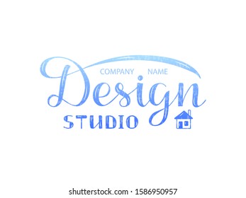 Vector illustration of design studio lettering for banner, leaflet, poster, logo, advertisement, price list, web design. Handwritten text for template, signage, billboard, print, flyer
