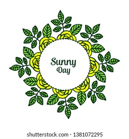 Vector illustration of design sunny day with wreath frame hand drawn