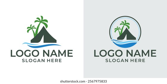 Vector illustration design of the symbol of camping on the beach.