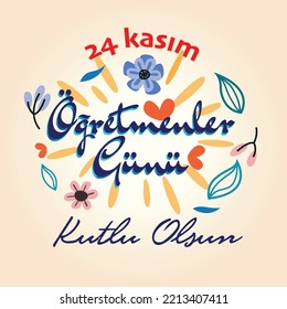 Vector illustration design for teacher's day. Translation: November 24, Happy teacher's day.