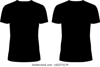 Vector illustration of design template black men T-shirt, front and back.