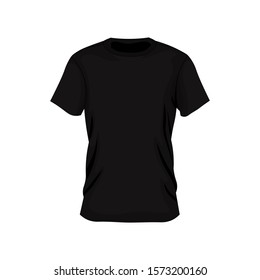 Vector illustration of design template black men T-shirt, front isolated on a whithe background.