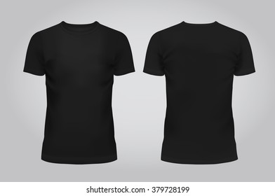 Vector illustration design template black men T  shirt  front   back isolated light background  Contains gradient mesh elements 
