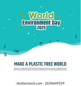 Vector Illustration design template for Environment Day, make a plastic free world, in white and sea green background.