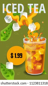 Vector illustration design template in realism style about iced tea