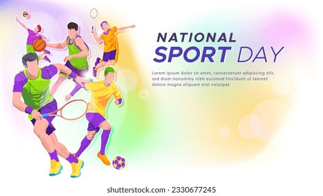 vector illustration design tennis ball player, sports athlete. for national sports day celebration