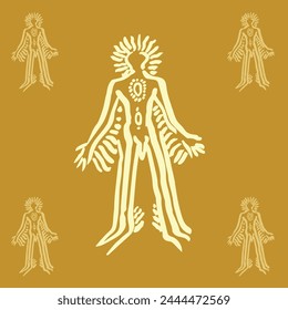Vector illustration or design that represents a divine, mystical and mythical being. With a simple, freehand stroke of ancestral connotation. Design for logo, decorative art, symbolic emblem, graphic 
