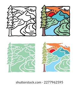 Vektorgrafik-Design mit dem Thema der Außenwelt, deren Darstellung sehr interessant und einzigartig ist