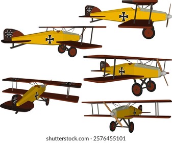 vector illustration design of traditional children's toy old classic vintage wooden airplane