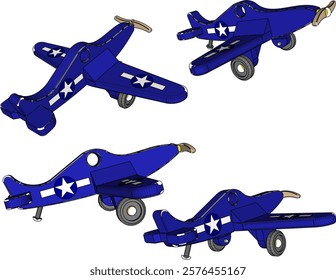 vector illustration design of traditional children's toy old classic vintage wooden airplane