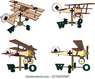 vector illustration design of traditional children's toy old classic vintage wooden airplane