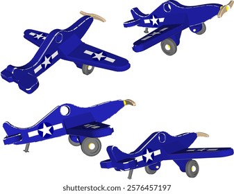 vector illustration design of traditional children's toy old classic vintage wooden airplane