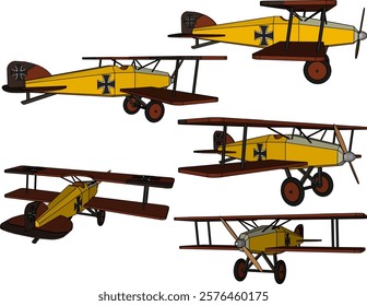 vector illustration design of traditional children's toy old classic vintage wooden airplane