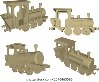 vector illustration design for traditional children's toys, old classic vintage wooden trains