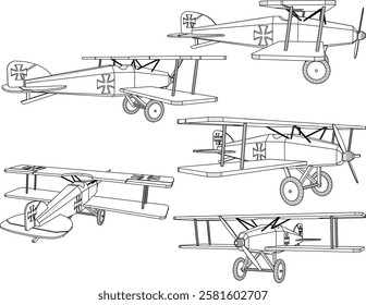 vector illustration design of traditional children's toy old classic vintage wooden airplane 