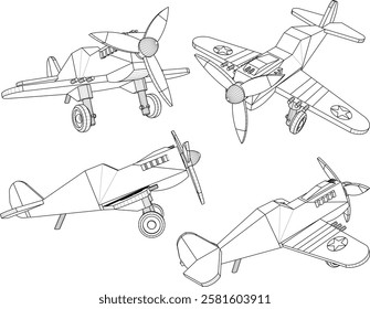 vector illustration design of traditional children's toy old classic vintage wooden airplane