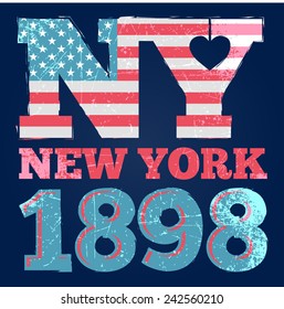 vector illustration, design t-shirts NY New York, t-shirt graphics