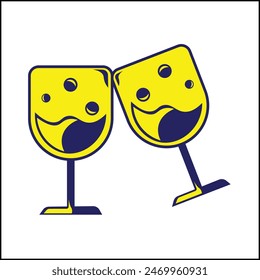 vector illustration design of two cups of juice in yellow and blue colors in simple style. suitable for logos, icons, posters, advertisements, banners, companies, t-shirt designs, stickers, websites.