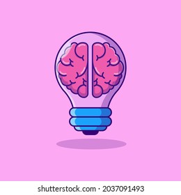 diseño de ilustración vectorial de dos mitades del cerebro en una lámpara incandescente