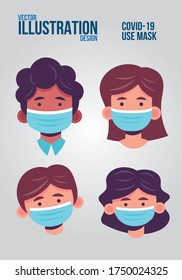 Vector Illustration design to use for graphics, banners and presentations about covid-19, coronavirus, prevention mask and social distancing.