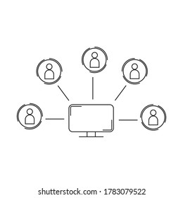 Vector illustration design of webinar concepts, online courses, distance education, video lectures, internet group conferences, test training, work from home, communication
