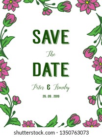 Vector illustration design wedding invitation cards with ornate of flower frame hand drawn