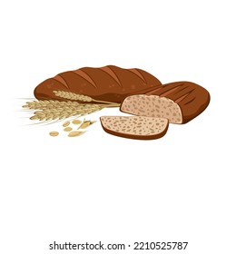 Vector illustration design of white bread made of wheat for food security. World food day. October 16.