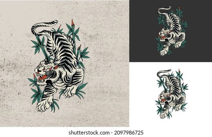 vector illustration design of white tiger artwork or logo