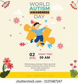 Vector Illustration design World autism awareness day. 
