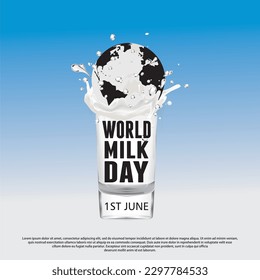 vector illustration and design. World milk day, pour milk into the world.