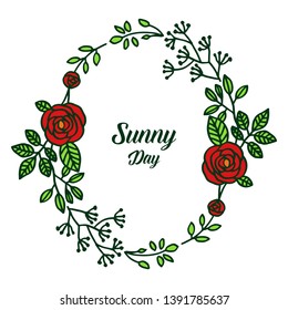 Vector illustration design wreath frame with decoration sunny day