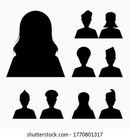 Vector illustration design for your project.  A set of silhouettes of women with different hat.