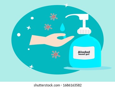 Vektorillustration-Illustration, entworfen mit Alkoholhandgel , Viruscovid19
