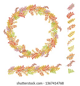 Vector illustration of a designer to create flower compositions. The set includes 10 plants and a flower brush.