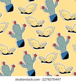 vector illustration design.Pattern with lemon and cactuses