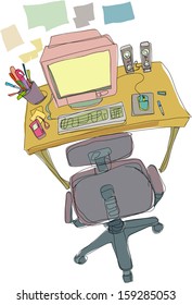 Vector illustration of a desk