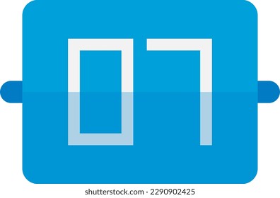 Vector illustration of a desk calendar with the number seven. Day 7. Calendar flat icon.