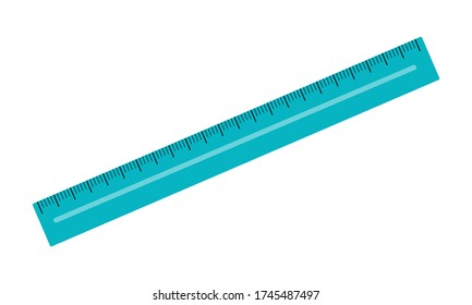 Vector illustration of desk ruler isolated on white background. Stationery for drawing. School related math or geometry item. Back to school theme element