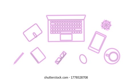 Vektorgrafik-Desktop-Hintergrund mit Laptop.