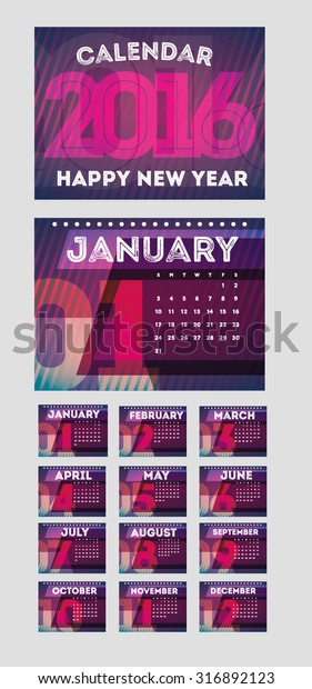 Vector Illustration Desktop Calendar Cover 12 Stock Vector