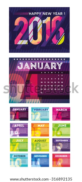 Vector Illustration Desktop Calendar Cover 12 Stock Vector