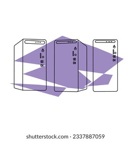 Vector illustration of desktop PC Flying hardware components abstract concept technology gray background