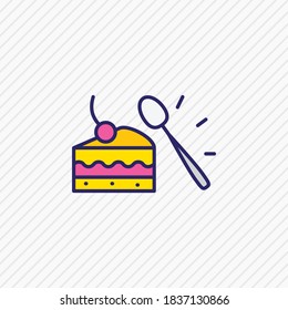 Vector illustration of dessert spoon icon colored line. Beautiful cutlery element also can be used as cake icon element.